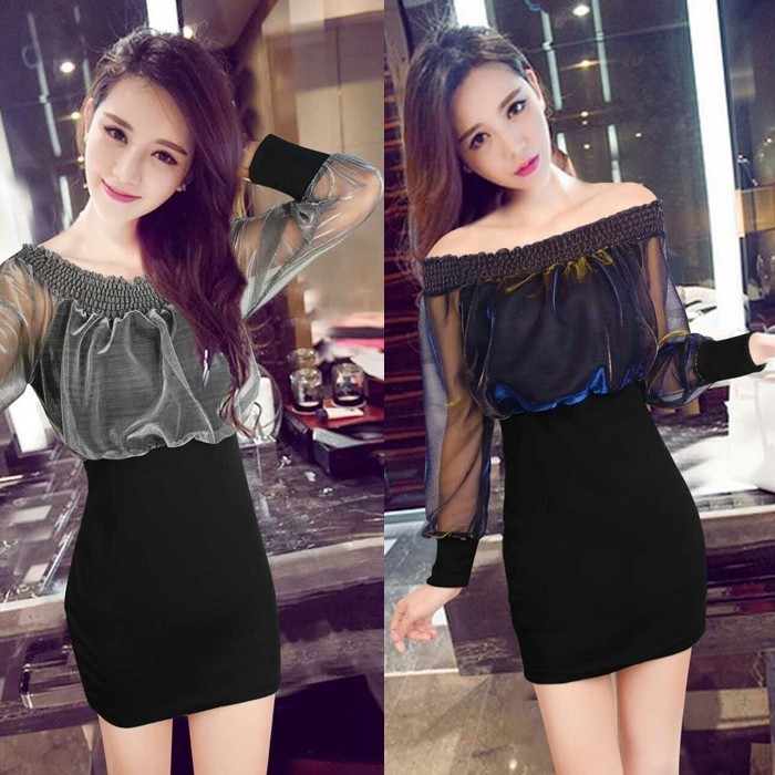 Big size Korean version sexy pseudo-Niang dress cross-dressing nightclub cross-dressing a full set of character collar women's clothes big guy