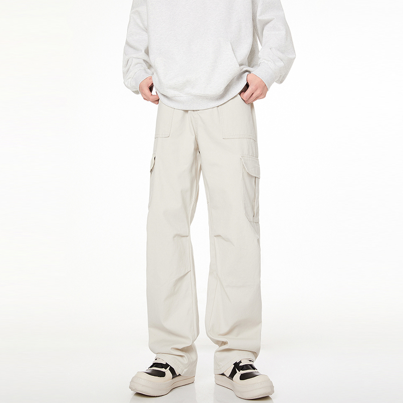 Lesstter Summer 2026 New Men's American Style Straight Loose Casual Cargo Pants Men's Wide Leg Long Pants
