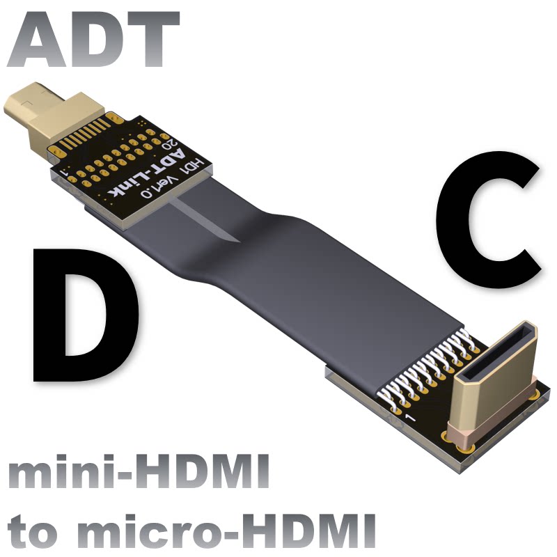 ADT mini HDMI turn micro aerial photo camera switching line elbow 90 degrees ultra-slim