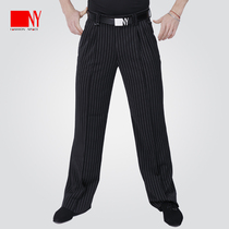 Nart Dance Suit Mens Morden Dance Pants Black & White Striped Pants Practice Dancer Pants Black National Mark Dance Waltz