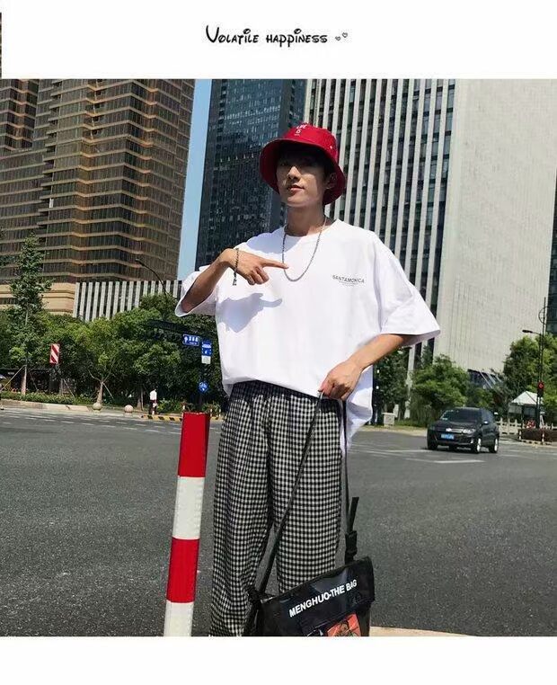 Áo thun nam tay ngắn phiên bản Hàn Quốc của hip-hop lỏng lẻo năm điểm tay áo sang trọng áo gió gió nửa tay cá tính xu hướng hè áo thun gucci