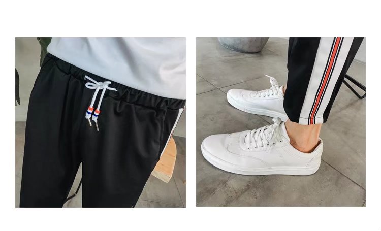 Quần siêu cháy nam phiên bản Hàn Quốc của xu hướng quần chín bf gió 9 điểm quần hip hop giản dị chân quần bó sát quần lửng nam