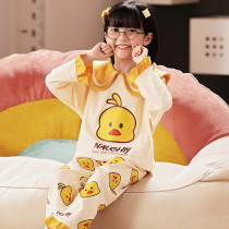Girls long-sleeved pajamas cotton cute super cute autumn clothes trousers set children childrens spring and autumn household clothes