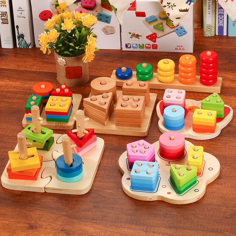 Wooden geometry pairing toy blocks 1 - 2 - 3 years old Montz - Premature Teaching Column manufacturer
