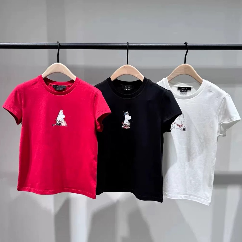 【Mom Collaboration】Authentic 2026 Summer New Stretch Combed Cotton Rhinestone Printed T-Shirt Mbf2Tee026