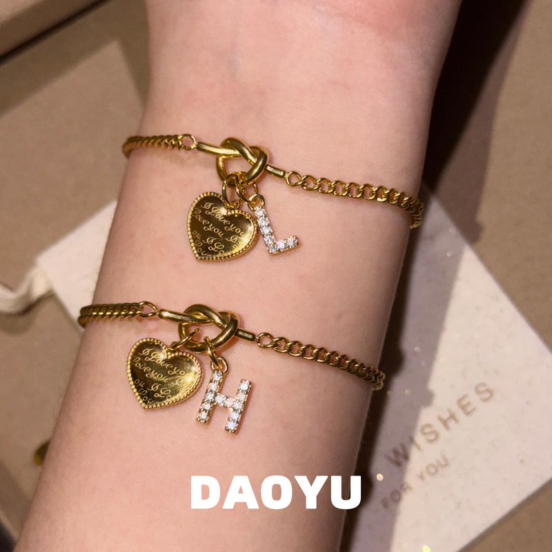 Daoyu Letter Zircon "Lover" Love Bracelet for Women, Birthday Gift DIY for Girlfriend or Best Friend