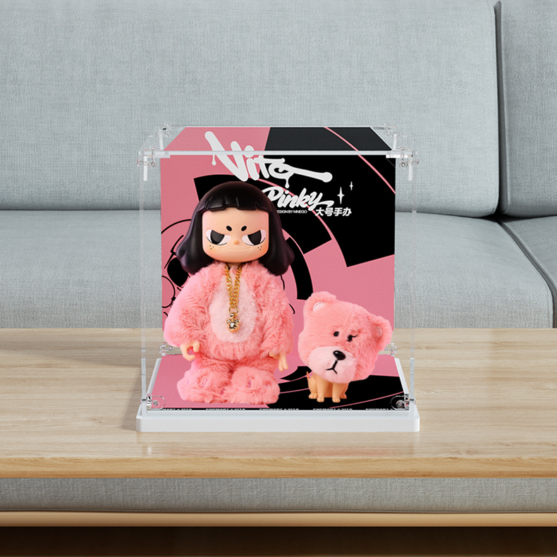POPMART泡泡玛特VITA PINKY大号公仔展示盒实测！透明亚克力罩