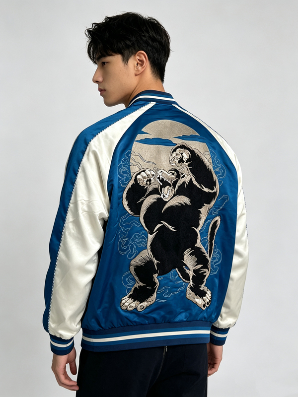European and American Co-Branded Dragon Ball Saiyan Sukajan Yokosuka Satin Embroidered Jacket European and American Co-Branded Dragon Ball Saiyan Sukajan Yokosuka Satin Embroidered Jacket