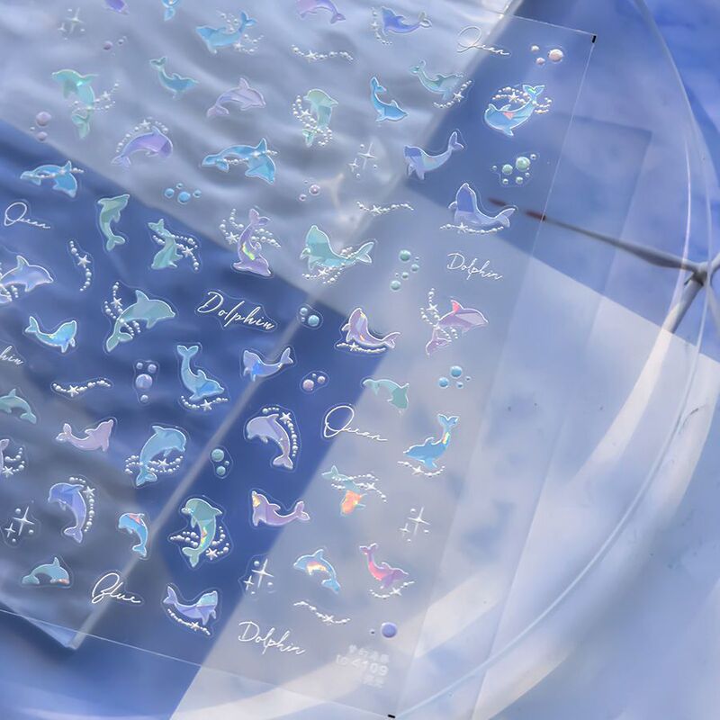 2026 New Model Dreamy Dolphin 3D Relief Aurora Shell Light Ccd Cute Nail Stickers with Adhesive Waterproof 2026 New Model Dreamy Dolphin 3D Relief Aurora Shell Light Ccd Cute Nail Stickers with Adhesive Waterproof