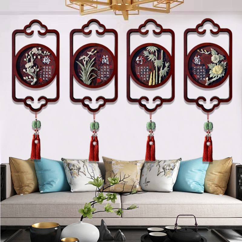 Living room decoration painting new Chinese-style Melan bamboo restaurant hanging painting sofa background wall relief painting wall sculpture
