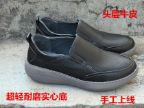 New genuine leather male leather shoes non-slip abrasion resistant solid bottom light bottom handmade online casual shoes Soft bottom working shoes