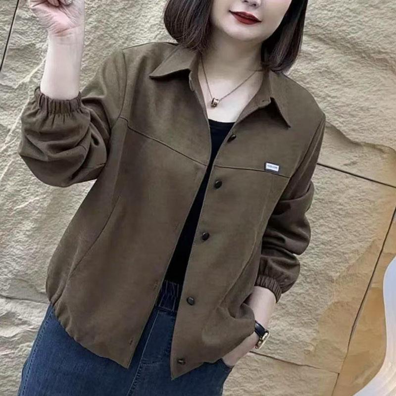 2025 Spring New Fashionable and Versatile Slimming and Age-Reducing Lapel Long-Sleeve Cardigan Top Loose Jacket