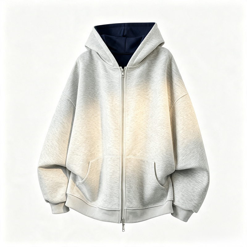 American-Style Hooded Cardigan Sweatshirt for Men, Gray Zip-Up Loose Versatile Jacket, Heavyweight Sports Hoodie for Teenagers American-Style Hooded Cardigan Sweatshirt for Men, Gray Zip-Up Loose Versatile Jacket, Heavyweight Sports Hoodie for Teenagers