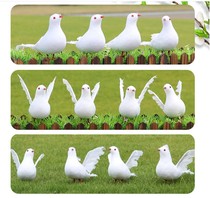 Spread wings white pigeon simulation big pigeon White pigeon ornament Feather bird bundle garden decoration Wedding dress up