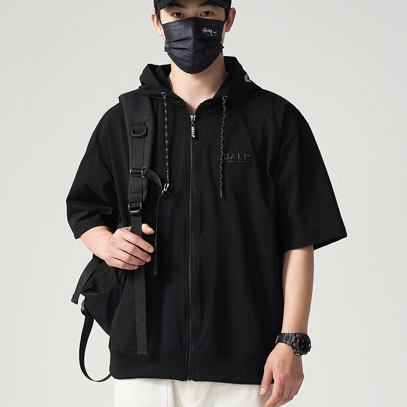 Hooded Short-Sleeved Loose-Fitting Stylish Full-Zip T-Shirt Summer Men's Hooded Half-Sleeve Sweatshirt 2026 New Style Hoodie Hooded Short-Sleeved Loose-Fitting Stylish Full-Zip T-Shirt Summer Men's Hooded Half-Sleeve Sweatshirt 2026 New Style Hoodie