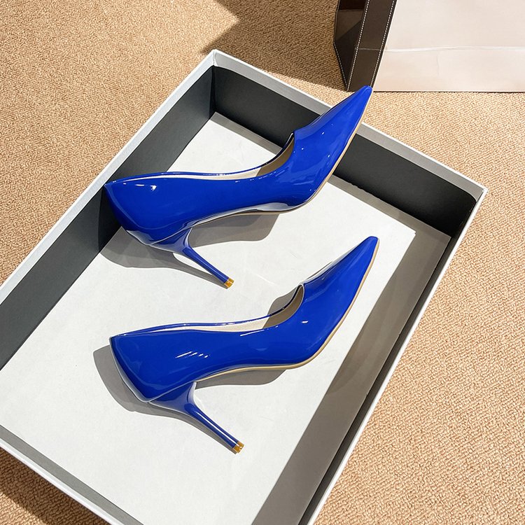 2026 New Pointed-Toe Blue Patent Leather High Heels for Women, Stiletto Heel 7cm, Sexy Internet Celebrity Shallow Mouth Work Shoes 2026 New Pointed-Toe Blue Patent Leather High Heels for Women, Stiletto Heel 7cm, Sexy Internet Celebrity Shallow Mouth Work Shoes