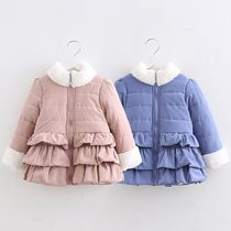 South Korea 2019 Winter quilted jacket Girls clothing Childrens velvet thickened cotton coat Girls cotton clothing baby coat