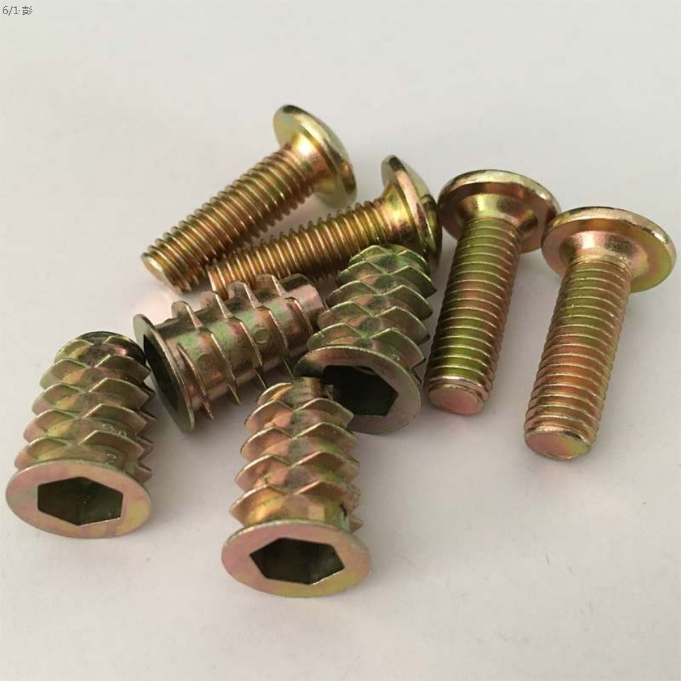 Hexagonal rivet nut wood board embedded nut Hexagonal nut biting screw furniture inside and outside tooth nut belt