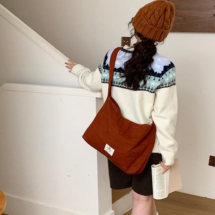 Shoo 27 Artistic Retro Corduroy Bag Harajuku College Girl Personality【Whole Point Fries】 Shoo 27 Artistic Retro Corduroy Bag Harajuku College Girl Personality【Whole Point Fries】