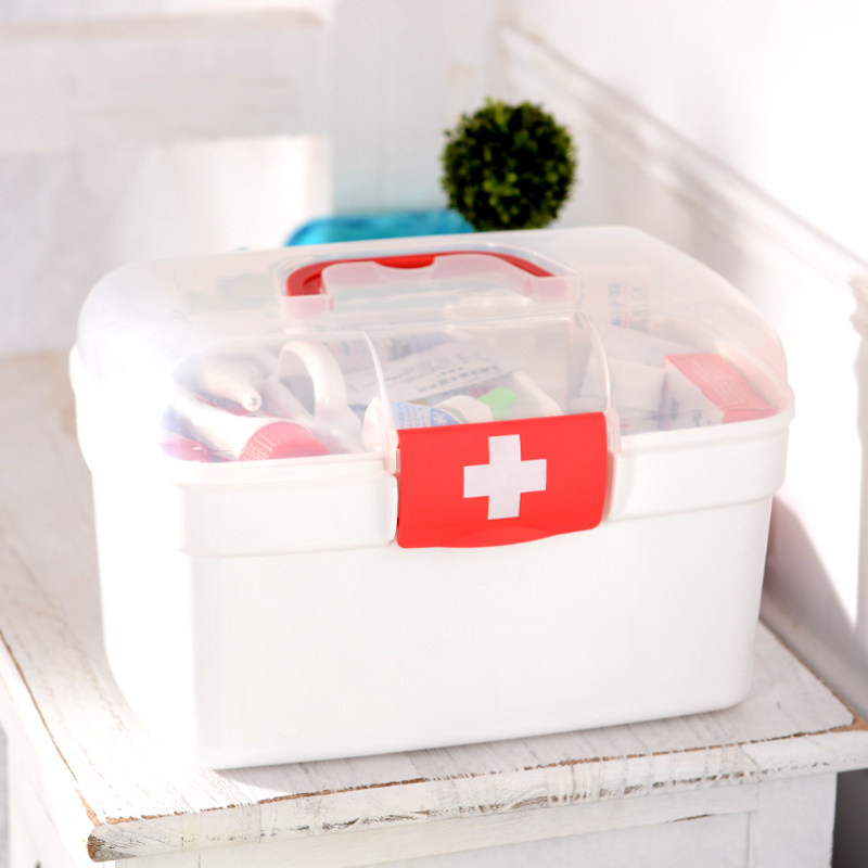 Medicine Box Medicine Box Family Medicine Storage Box Plastic Hand Double Medical Box Dorm Baby Drug Finishing Box