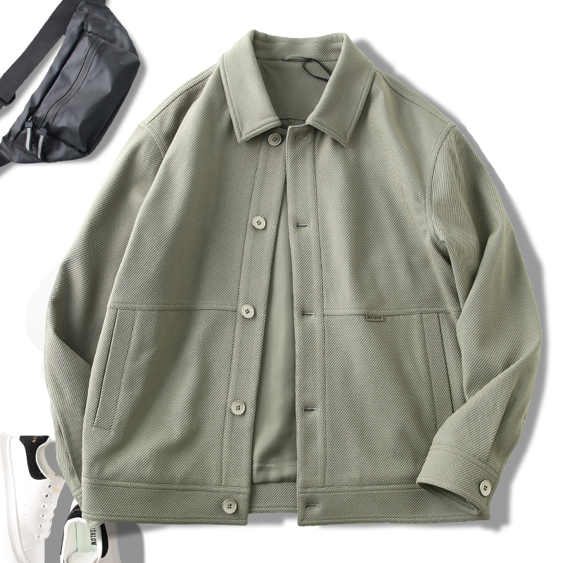 Anti-Wrinkle Coarse Twill Men's Lapel Jacket 2023 Spring and Autumn New Trendy Slightly Loose Casual Handsome Jacket