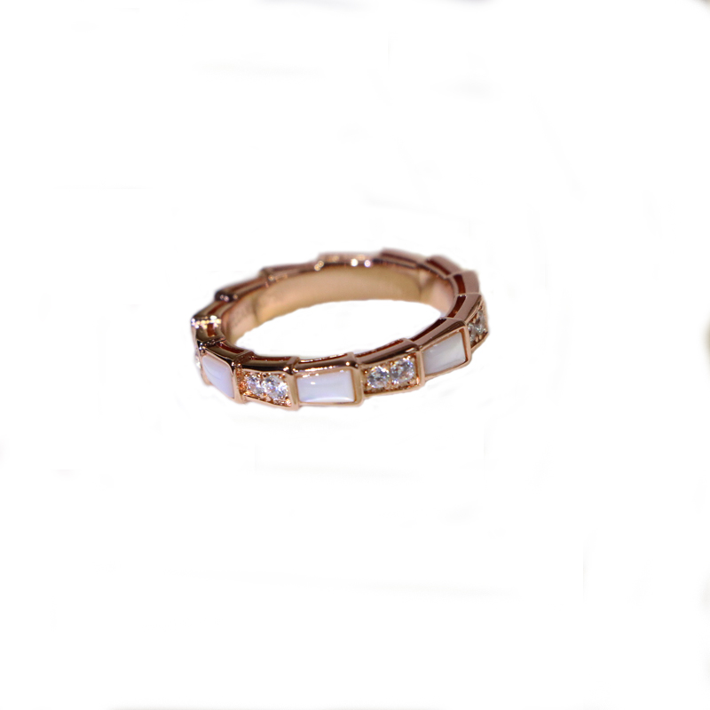 Snake bone ring 925 sterling silver gold-plated diamond natural ruby u200bu200bwhite mother-of-pearl malachite snake ring ring men and women