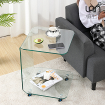 Simple glass tea table small family type living room sofa edge several layers of removable multifunctional bed head cabinet modern minima