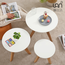 Solid wood round tea table combination minimalist modern multifunction small family-shaped living room balcony tatami small round table edge a few