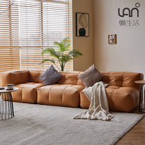 Designer Leather Art Small Family Style Sofa Living Room Combo Net Red Sloth Sofa Chair Daily Style Minimalist Creative Single