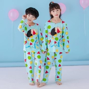 Crayon Shinchan cùng một bộ đồ ngủ hè trẻ em lớn 7 trẻ em trai gái 9 tuổi trẻ em dài tay áo mỏng điều hòa