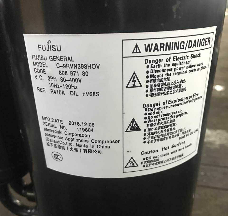C-9RVN393HOQ C-9RVN393HOQ C-9RVN393HOV brand new original Fujitsu Variable Frequency compressor R410A