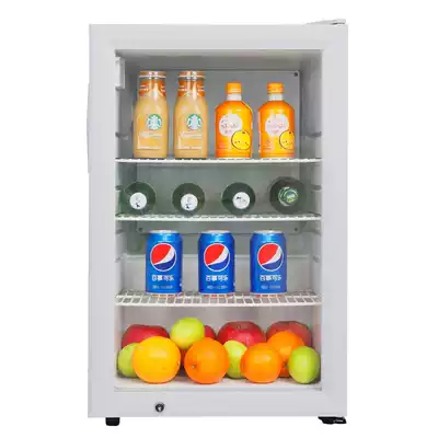 Vertical freezer white office tea fruit yogurt drink transparent glass door fresh display cabinet small