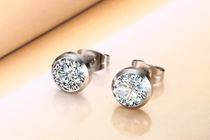 Fashion Joker earrings ladies jewelry 8MM stainless steel zircon earrings steel color mixed batch ES-171S