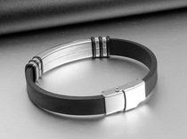 Supply direct selling silicone bracelet personality silicone lettering titanium steel bracelet mens bracelet BS-042