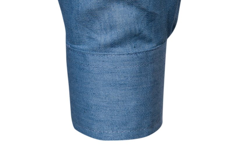 Heren spijkeroverhemd patchwork casual lange mouwen trendy_voghion.com