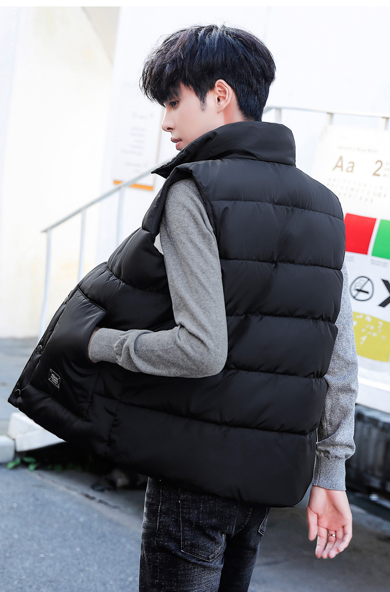 Vest nam mùa thu đông phiên bản Hàn Quốc theo xu hướng đẹp trai mẫu đôi áo vest cotton rộng vai xuống áo khoác cotton quần áo nam