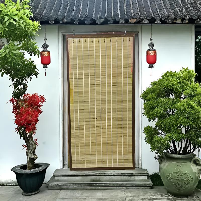 New Style Natural Bamboo Door Curtain, High-End Household Bamboo Curtain, Mosquito-Proof, Sun-Proof, Breathable Hanging Curtain for Living Room, Kitchen, and Main Door
