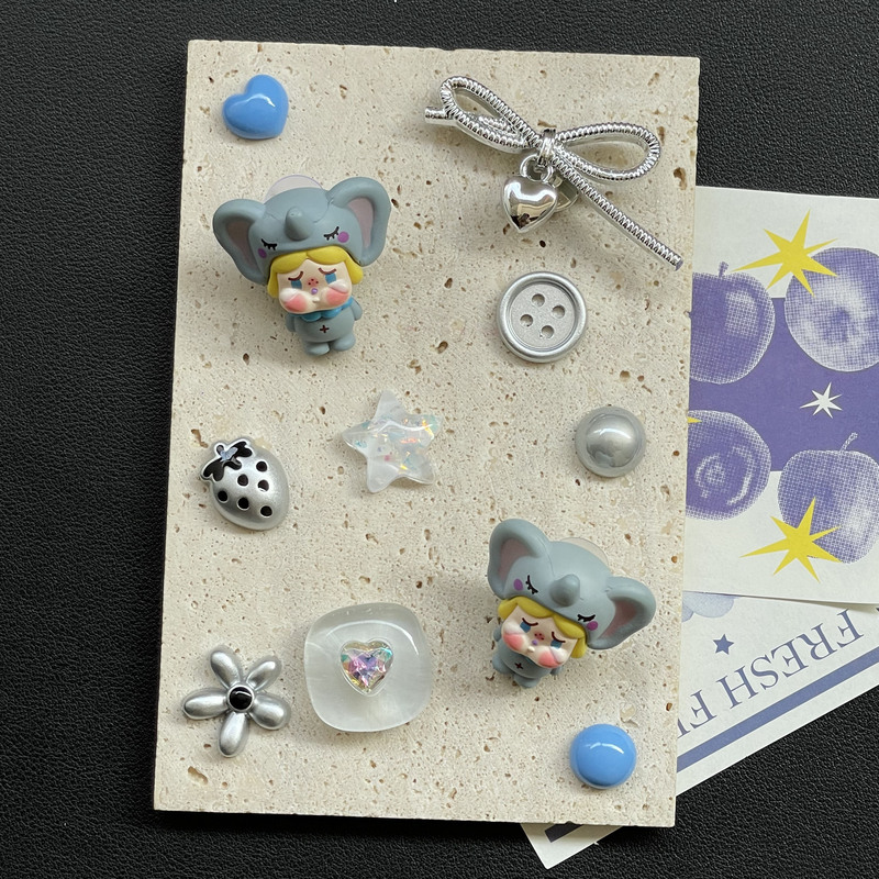 Croc Shoe Accessories Cute Crying Elephant High-End Gray Shoe Charms DIY Compatible with Crocs Versatile Shoe Buckle Decoration