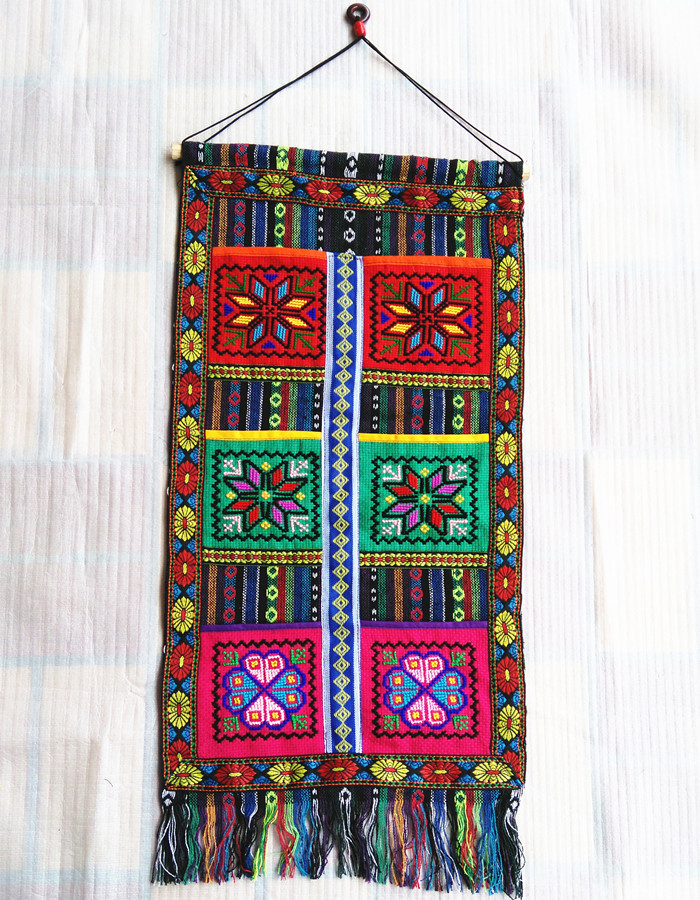 Ethnic wind small letter hanging bag Guangxi Zhuangjin wall hanging ethnic handicraft letter bag bar decorative wall hanging storage bag