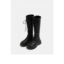 Little ckerwin makes you look slim~ boots long boots for women thick-soled stretchy leather knight boots for small people with thick legs