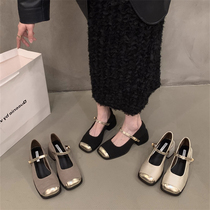 Small ckerwin French high-heeled black Mary Jane womens shoes 2024 new summer evening shoes temperament small leather shoes