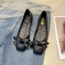 Xiaockerwin Xiaoxiang trend brand single shoes for women 2023 new temperament French square toe flat soft sole granny shoes