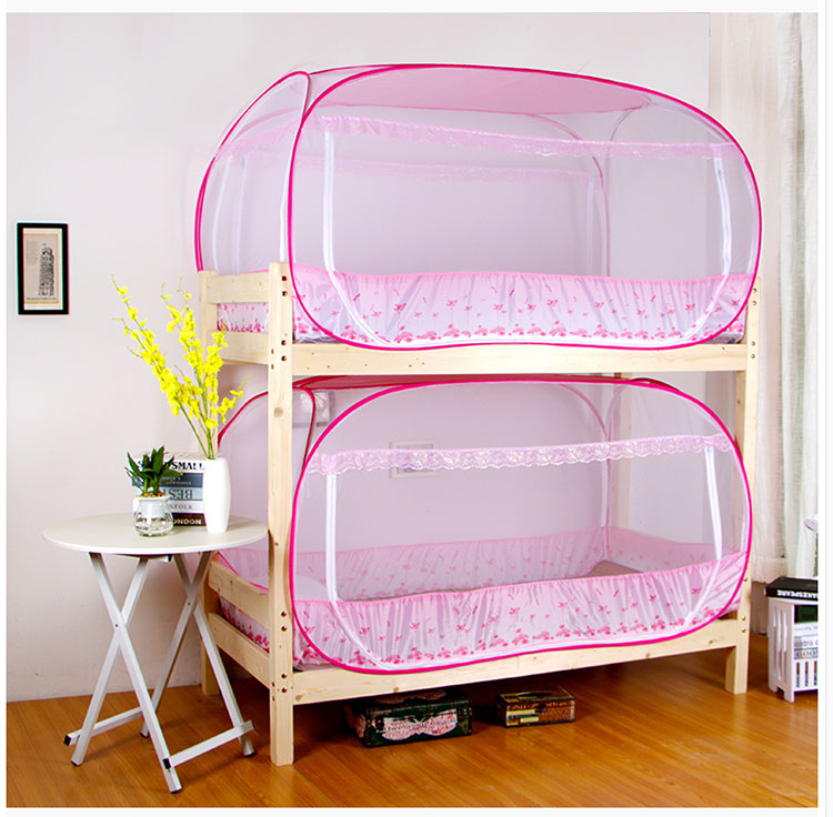 lưới muỗi ký túc xá yurt cài đặt miễn phí dây kéo 0.9m 1,2m giường đơn tầng với hình ảnh dưới - Lưới chống muỗi màn ngủ
