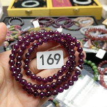 Natural purple tooth black garnet multi-circle 6mm round bead bracelet for women three-circle bracelet jewelry gift P169