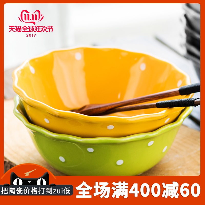 TaoDian creative Japanese ceramic terms rainbow such use large soup bowl with big bowl bowl salad bowl 丨 wave of fashion