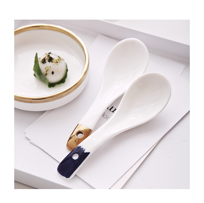 TaoDian small spoon, ceramic household small spoon ladle dipper small ceramic porridge spoon hot pot porridge spoon run out