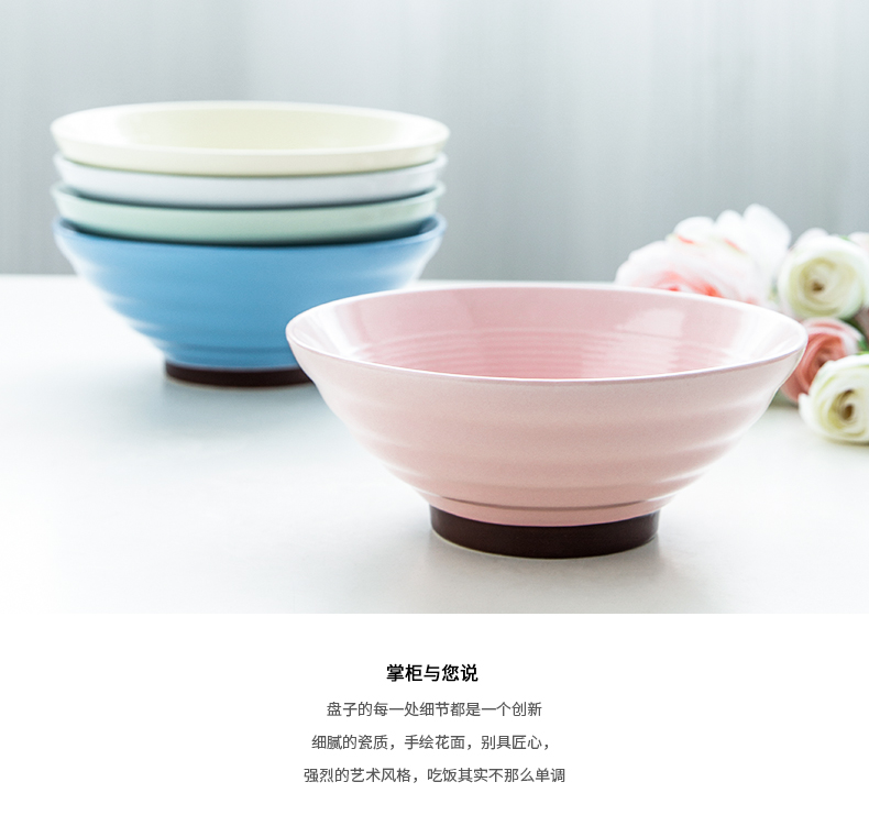 TaoDian creative contracted household lovers large Japanese tableware ceramic bowl mercifully rainbow such use rainbow such as bowl bowl of soup bowl