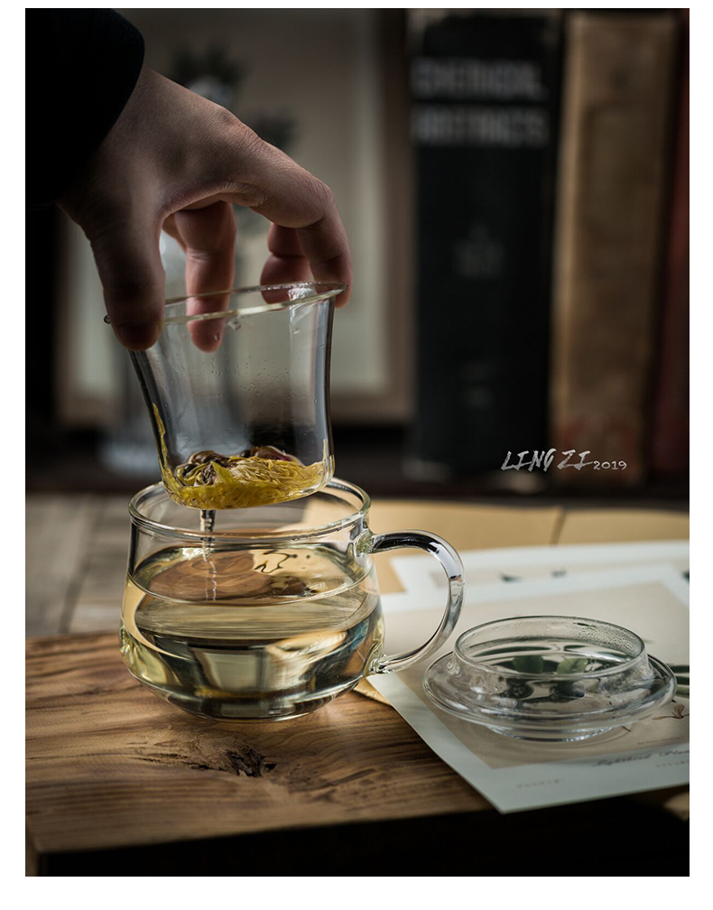 TaoDian glass with transparent glass, men and women make tea cup tea separation filter with cover the tea cups