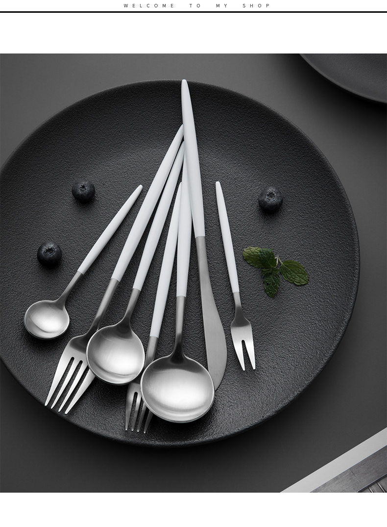 TaoDian creative silver stainless steel knife and fork move dessert spoon household western - style food tableware suit steak knife and fork spoon