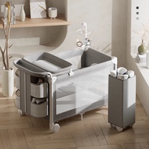 CoolDudin crib folding splicing large bed portable bed removable newborn crib diaper table baby bed
